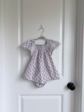 💜Zara Lilac Swiss Dots Smocked Dress and Bloomers Set NWOT